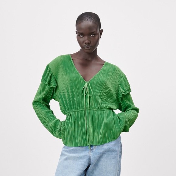 Zara Tops Zara Ruffled Pleated Blouse Poshmark